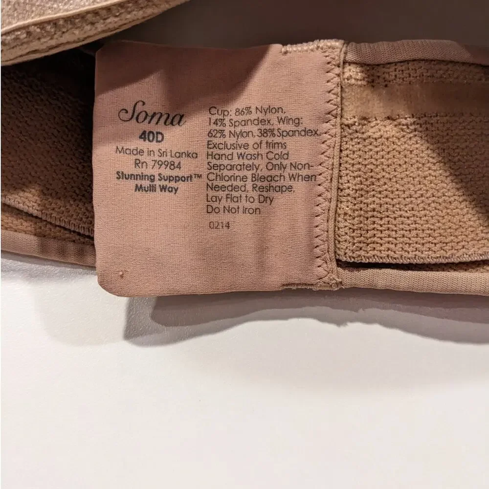 Soma Stunning Support Strapless‎ Bra 40D Lace Multiway